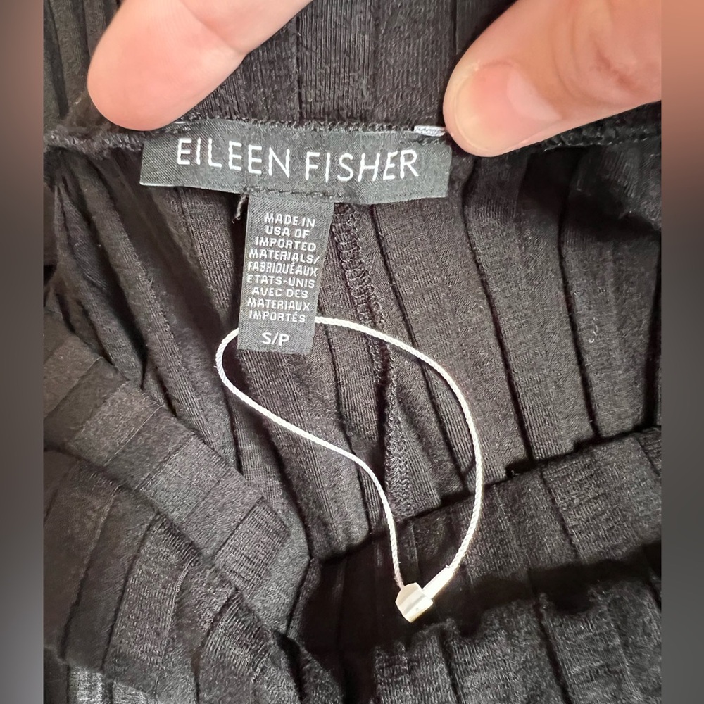 Eileen Fisher NWOT Ribbed Tencel Pants Black Size Small - Picture 4 of 9